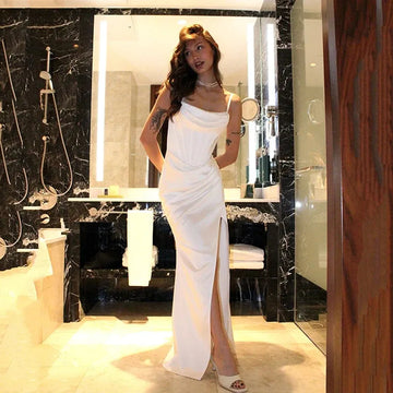 Simple Mermaid Wedding Dresses Spaghetti Straps Split Wedding Gown Boho Bridal Prom Dress bestidos de novia Customsized