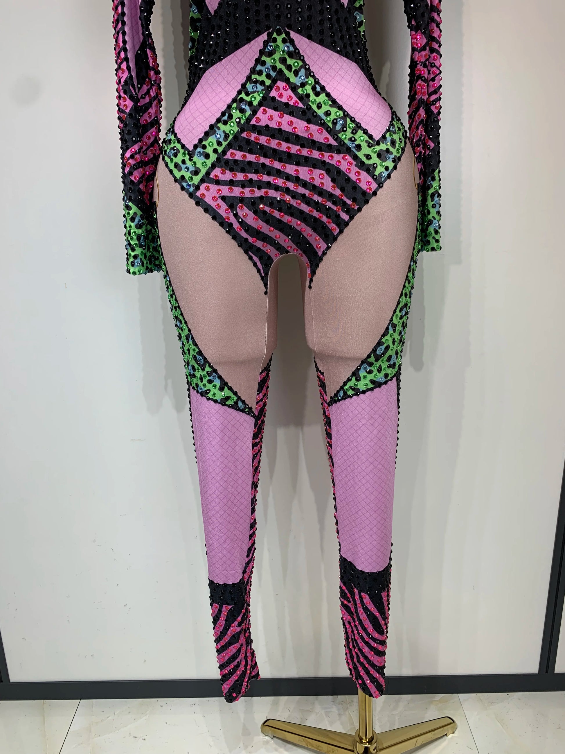 Sparkly Rhinestones Jumpsuit Women Sexy Nightclub Outfit Birthday Evening Party Bodysuit Stage Show Performance Photoshoot Wear