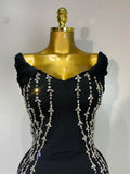 Women Black Red Long Bodycon Bandage Dress 2025 Luxury Rhinestone Evening Party Celebrity Elegant Club Wedding Guest Dresses