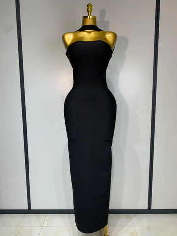 Women Sexy Backless Bodycon Bandage Dress Sleeveless Maxi Long Elegant Dresses Luxury Birthday Dress Club Party Outfit black