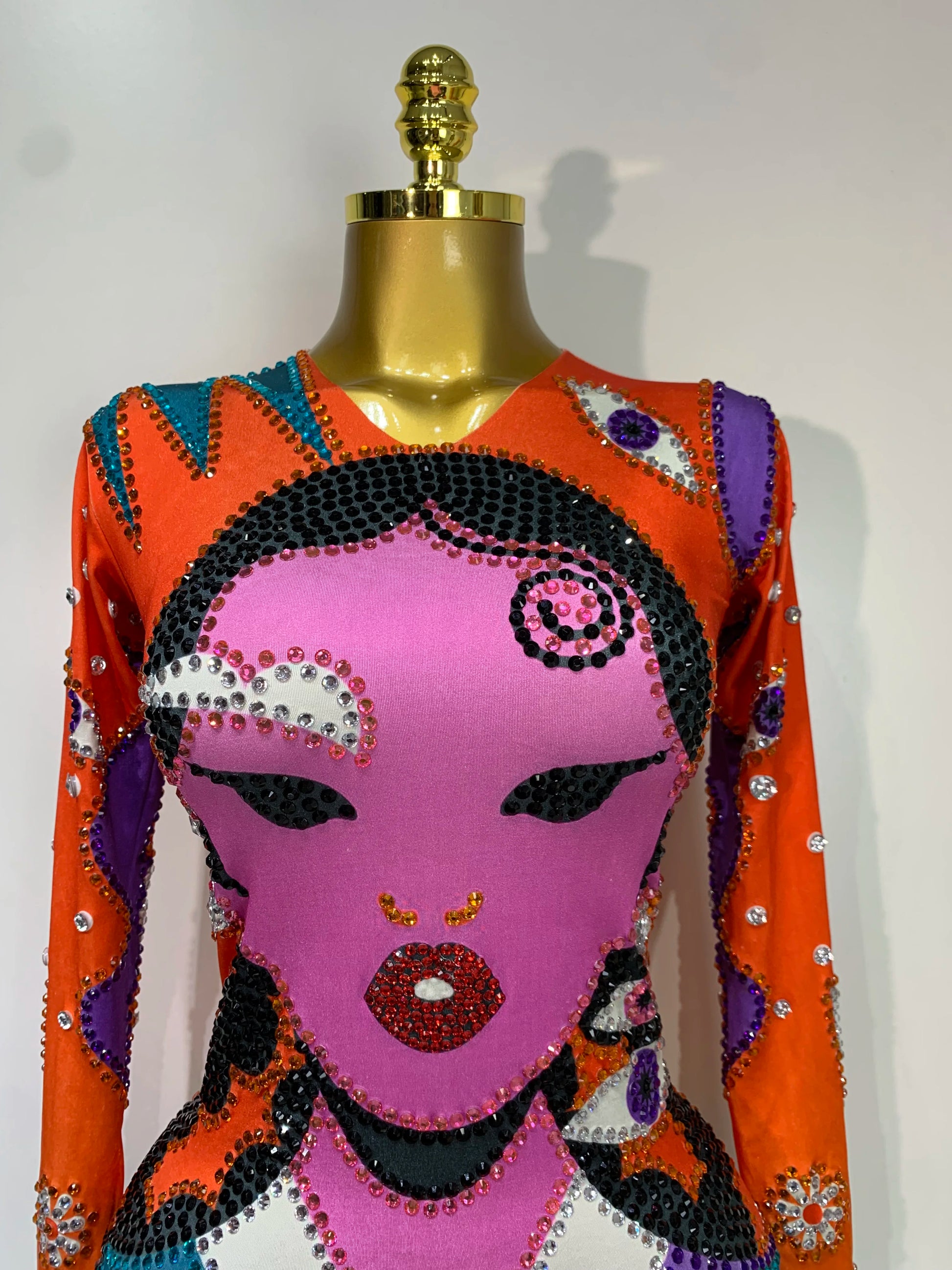 Women Sexy Long Sleeve Cartoon Print Short Dress Nightclub Performance Stage Costume Celebrity Evening Party Birthday Dress