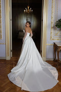 Sparkling Simple Off Shoulder Lace Mermaid Sleeveless Wedding Dresses Luxurious Sexy Sweetheart Floor Length Bridal Gown