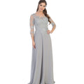 Customized A Line Chiffon Mother of Dresses Elegant Appliques Formal Evening Gowns Long Sleeve Bridal vestido invitada boda Picture Color