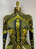 Sexy Shiny Sequins Mirror Spandex Jumpsuit 2025 Women Prom Dancer Singer Costume Evening Birthday Show Performance Stage Outfit