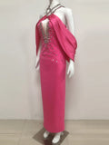Elegant Women'S Spaghetti Strap Bandage Long Dress Luxury Diamonds Sexy Backless Tight Maxi Dress Celebrity Evening Party Gowns