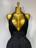 Women Sexy Elegant Spaghetti Strap V Neck Black Midi Bodycon Bandage Dress Nightclub Evening Party Luxury Birthday Dress