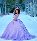 Shiny Lilac Quinceanera Dresses 2025Off Shoulders 3D Flower Ball Gown Vestidos De 15 Quinceañeras Sweet 16 Birthday Customized