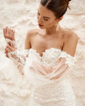 Boho Mermaid Wedding Dresses With Detachable Sleeves Sweetheart Corset Lace Appliques Wedding Gowns Elegant Bride Dress