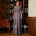 Princess Scoop Neck Mother Of The Bride Dress A-Line Chiffon Lace Floor-Length Formal Dresses Vestidos Mae Da Noiva Casamentos Show As Picture