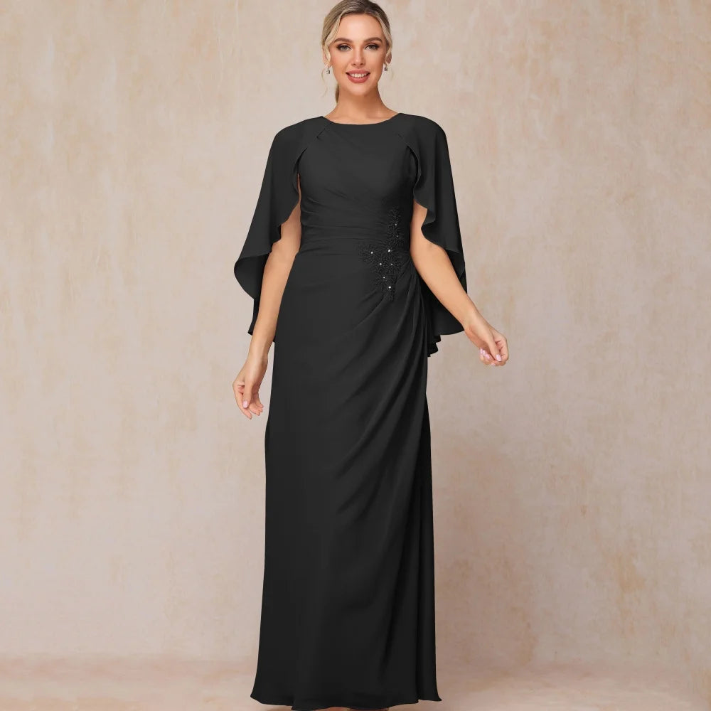 Customized Elegant A Line Chiffon Mother of Dresses O Neck Formal Evening Gowns Appliques Bridal Party vestido invitada boda