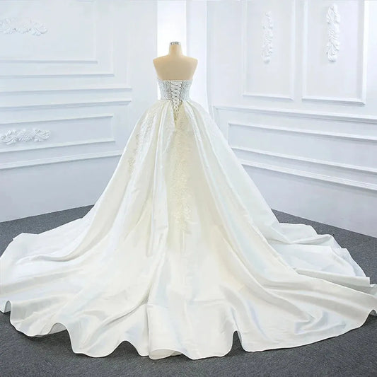 Arrivals 2 Pieces Pearls Lace Mermaid Wedding Dress With Detachable Chapel Train Vestido De Noiva Sereia 2 Em 1