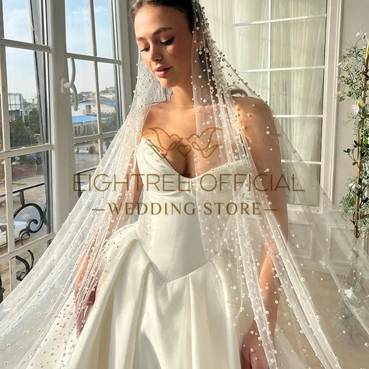White A-Line Wedding Dresses Sweetheart Sleeveless Wedding Gowns Boho Bridal Prom Dress bestidos de novia Customsized