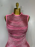 Women Sexy Tassel Pink Mini Bodycon Bandage Dress 2025 Celebrity Designer Fashion Party Evening Nightclub Dresses Cocktail Gowns