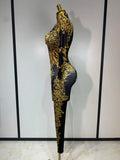 Sparkly Rhinestones Jumpsuit Fashion Sexy Stretch Dance Costume Nightclub Bodysuit Birthday Outfit Evening Party Leggings