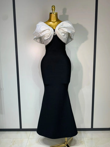 Women Sexy Off Shoulder Rhinestone Bodycon Maxi Long Bandage Dress Celebrity Elegant Evening Party Luxury Birthday Outfit black