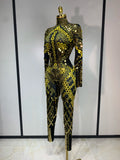 Sexy Shiny Sequins Mirror Spandex Jumpsuit 2025 Women Prom Dancer Singer Costume Evening Birthday Show Performance Stage Outfit