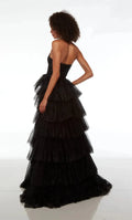 Black Tulle Prom Dresses Strapless V-neck A-line Wedding Dress Elegant Sleeveless Sexy Side Split Vestidos De Fiesta