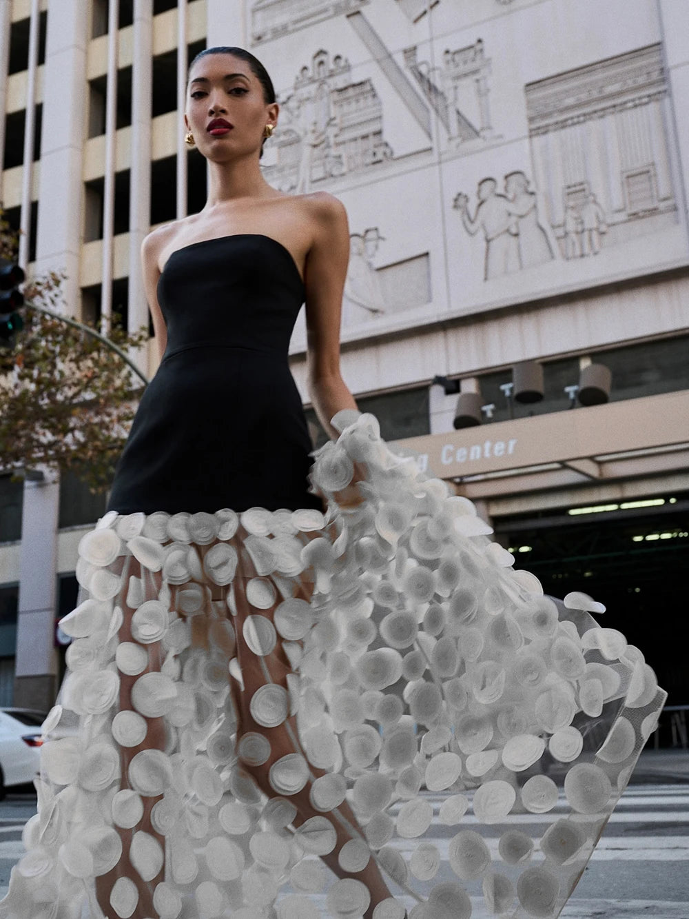 2025 Sexy Women Strapless Dot Mesh Patchwork Long Dress Patchwork Polka Dot A- Line Slim Dresses Female Evening Party Gowns