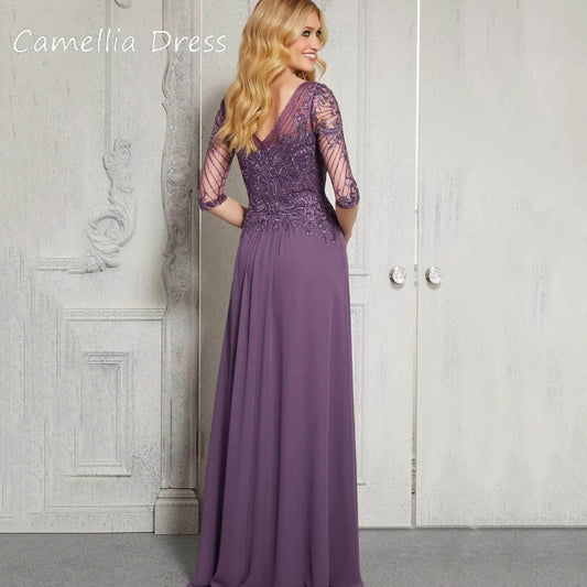 Formal Occasion Customized Bridal Dress Elegant Lace A Line Wedding Party Gowns Chiffon Mother Dresses robes invitée mariage