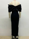 2024 Sexy Women's Water Diamond Design Bandage Dress with One Collar Shoulder Sleeve Bodycon Long Dress Evening Party Vestidos