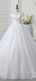 Pretty Off The Shoulder Lace Wedding Dress Wedding Gown Vintage Appliques Beading Bridal Dresses Plus Size Ball Gown Trouwjurk