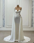 Luxury Wedding Dress Sweetheart Neck With Pearls Beads Sequins Custom Lace-Up Or Zipper Satin Mermaid Bridal Gowns Evening Dress As Picture