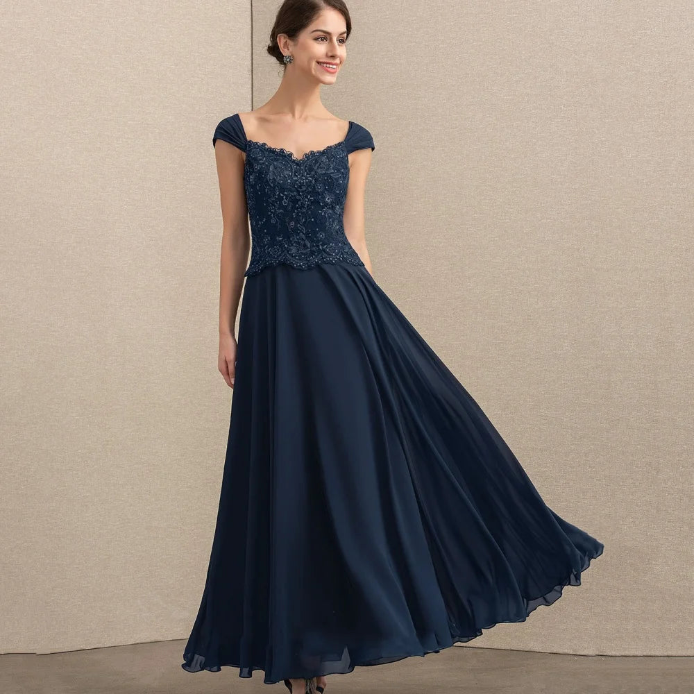 Mother Of The Bride Dress - Custom Formal Mother of Dresses Evening Gowns Long Sleeves A Line Elegant Bride Party Dress Lace Applique robes invitée mariage