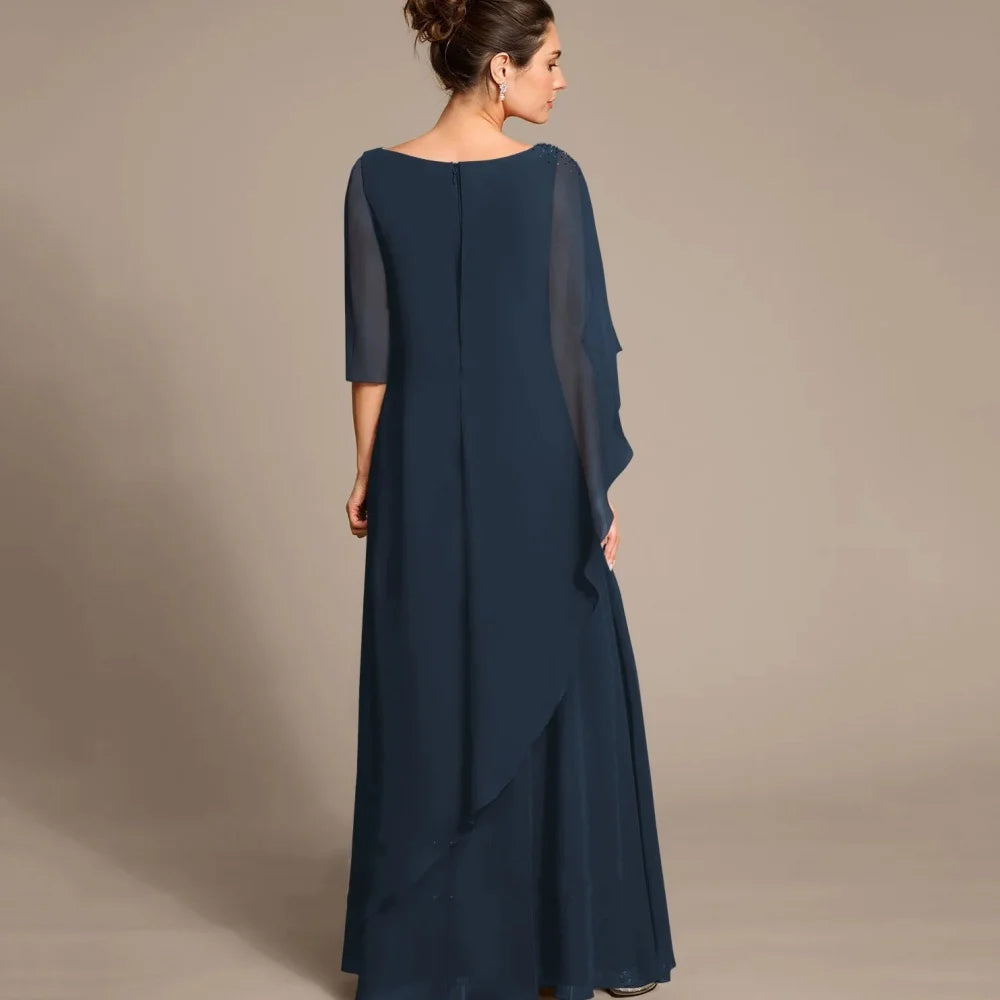 Customized Mother of Dresses A Line Crystal Evening Gowns One Shoulder Elegant Bride Party Dress Chiffon robes invitée mariage