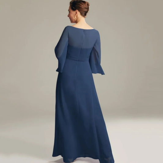 Customized Mother of Dresses Elegant Simple Long Sleeve Bride Party Dress A Line Chiffon Formal Gowns New robes invitée mariage