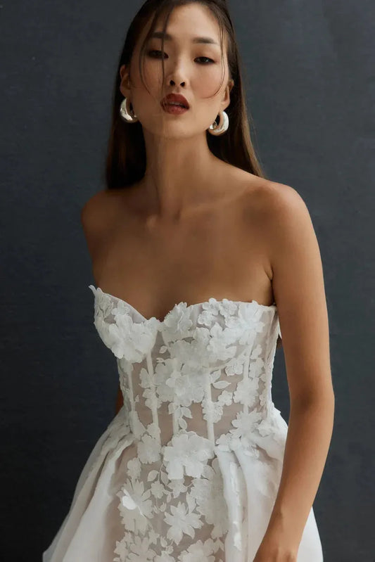 Sexy Mini A-Line Wedding Dresses Lace Flowers Sweetheart Sleeveless Bridal Gowns Women Robe De Marriage Wedding Party Dress