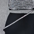 2025 Spring Sexy Women's Nail Bead Design Bandage Dress Slant Collar Sleeveless Waist Design Bag Hip Mini Dresses Party Vestidos