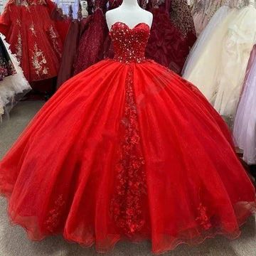 Red Quinceanera Dresses 15 Party Fashion Applique Tulle High-Quality Cinderella Princess Birthday Gowns Plus Size Red
