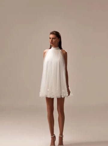 Short elegant Wedding Dresses Women Sexy Strapless 3D Flower Mini Formal Wedding Party Dresses Bride Gown Custom Made