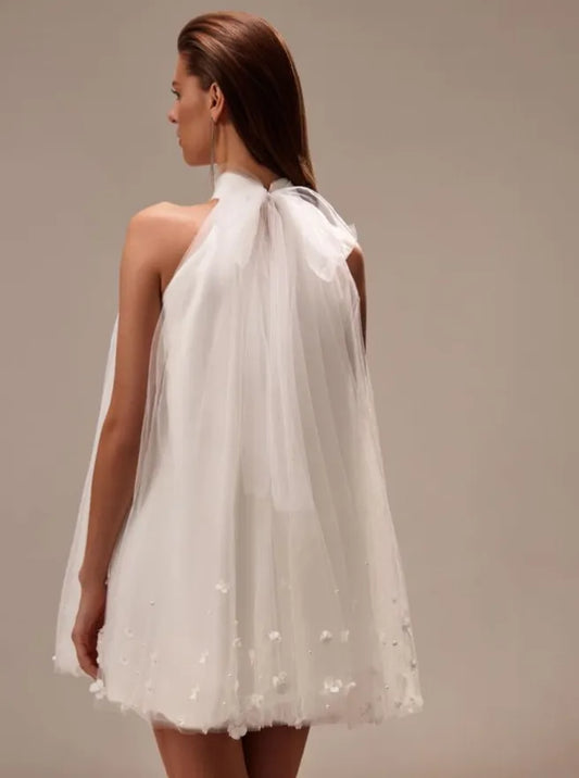 Short elegant Wedding Dresses Women Sexy Strapless 3D Flower Mini Formal Wedding Party Dresses Bride Gown Custom Made