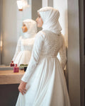 Elegant Muslim Wedding Dresses Long Sleeve A-Line Hajab Bridal Dress Vestido De Noiva 2024 Dubai Arabic Bridal Gowns