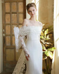 Graceful Wedding Dresses Satin Sheath Mermaid Off The Shoulder Simple Bridal Gowns Glamorous Robes Pretty Vestidos De Novia