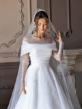 Fairy Long Sleeve Beaded Wedding Dresses A-Line Pleated Sweep Train Elegant Vestido de novia Robe de soirée for Women