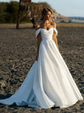 Glamorous Wedding Dresses Sweetheart Backless Bridal Robes Off The Shoulder Gowns For Formal Party Satin Vestidos De Novia