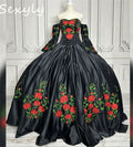 Mexican Theme Vestidos De 15 Quinceañera Dress Charro Embroidery Vestido De Xv Años Birthday Party Gown Para Sweet 16 Customized black