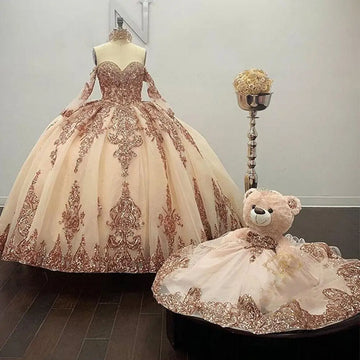 Luxury Sequin Quinceanera Dress Vestido Xv Anos Sweet 15 Birthday Party Gown Civil War Debutante Elegant Beaded Prom Customized Champagne