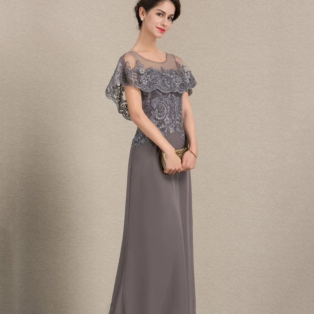 Customized Elegant Chiffon Bridal Dress Straight Lace Wedding Party Gowns Formal Occasion Mother Dresses For Bride