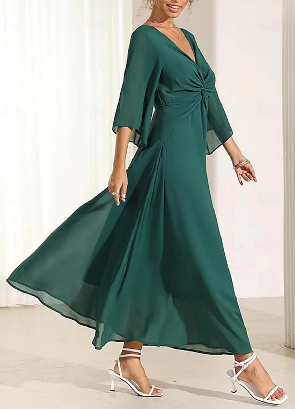 Vestido de baile sexy em chiffon, linha A, elegante, para mãe da noiva