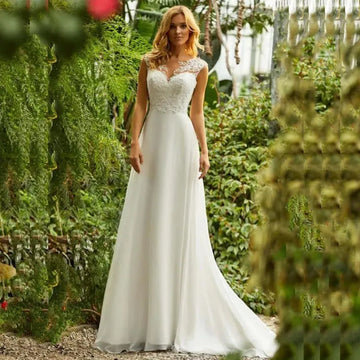 Summer Wedding Dress V-neck Sleeved Appliques Mermaid Bridal Gown Chiffon Lace Embroidery Plus Size Custom Made Vestido De Noiva