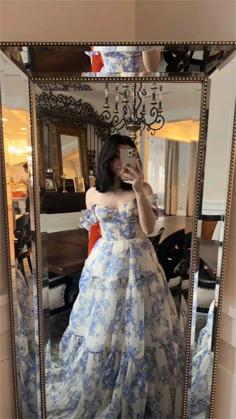 Amanda Lace Embroidery A-line Prom Dress Sweetheart Puff Sleeve Elegant Sheath Tulle vestidos de festa