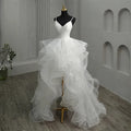 Short Front Long Back Gothic White Wedding Dresses Spaghetti Straps Deep V Neck High-low Bridal Gowns Vestido Custom Color