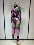 Sparkly Rhinestones Jumpsuit Women Sexy Nightclub Outfit Birthday Evening Party Bodysuit Stage Show Performance Photoshoot Wear
