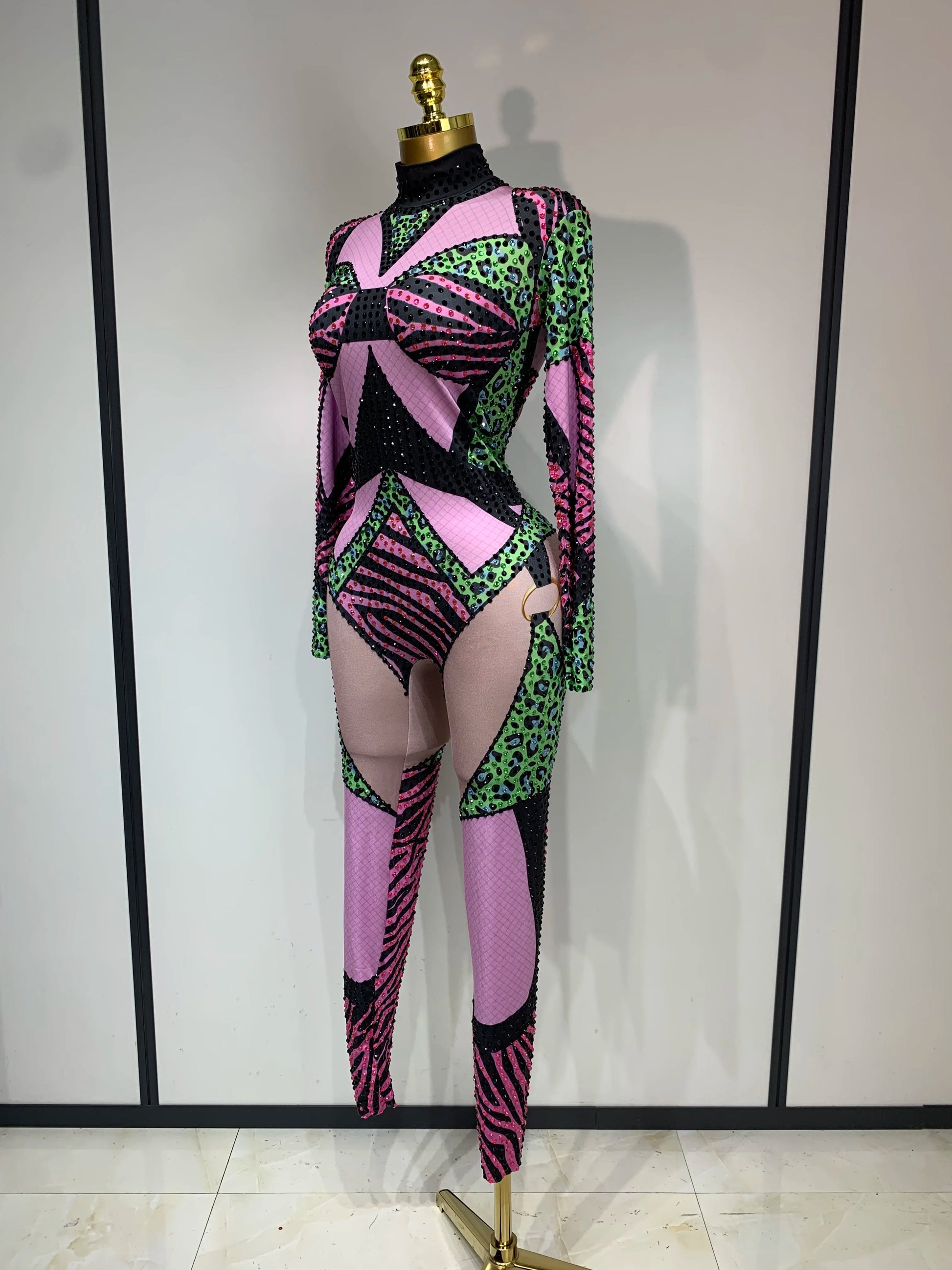 Sparkly Rhinestones Jumpsuit Women Sexy Nightclub Outfit Birthday Evening Party Bodysuit Stage Show Performance Photoshoot Wear