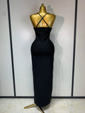 Women New Black Pink Bandage Dress Spaghetti Strap Rhinestones Luxury Birthday Evening Party Dress One Piece Elegant Gala Gowns
