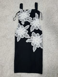 2025 Elegant Women's 3D Flower Design Bandage Dress Camisole Sleeveless Bodycon Knee length Dress Cocktail Banquet Dress Vestido