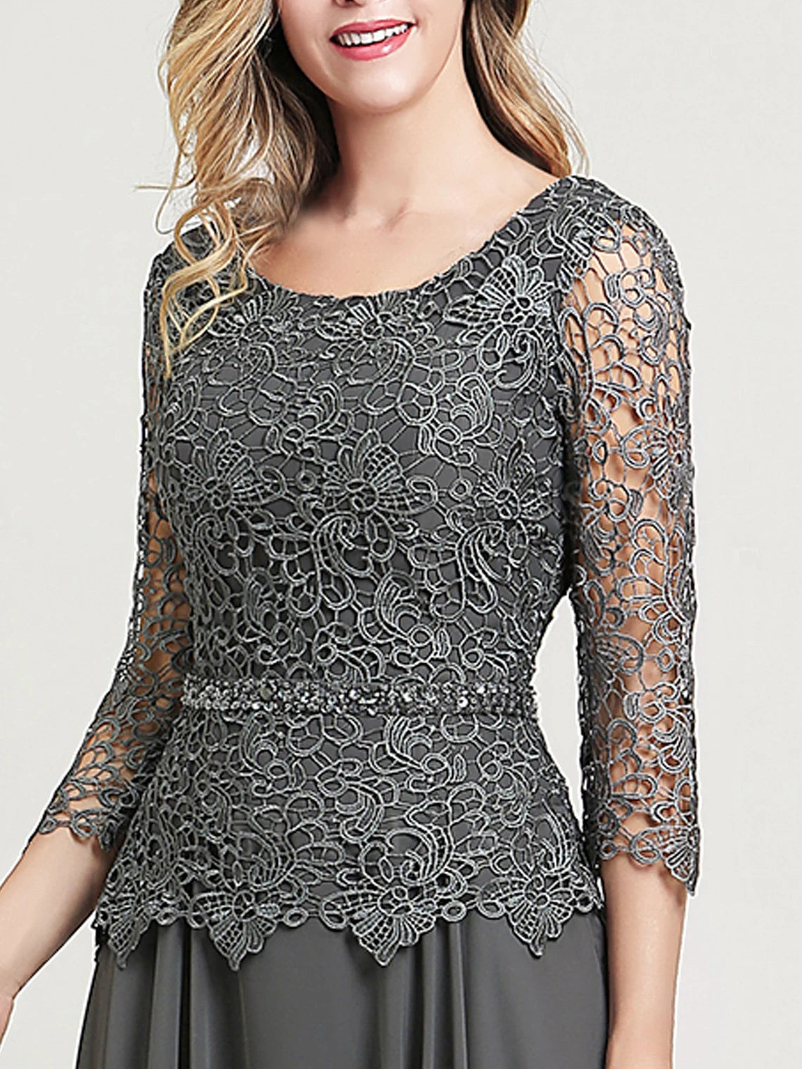 Mother Of The Bride Dress - Elegant A-Line Evening Dress Scoop Neck Chiffon Floor-Length Sequins Lace Beading Mother of the Bride Dress 2025 Free Customized